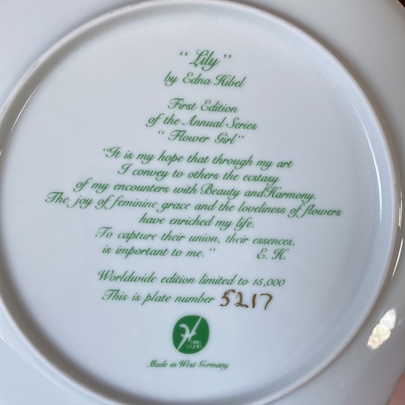 “Lily” by Edna Hibel Collectable Plate - Picture 6 of 9